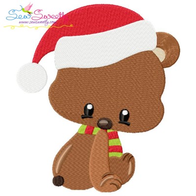 Woodland Christmas Bear Embroidery Design Pattern-1