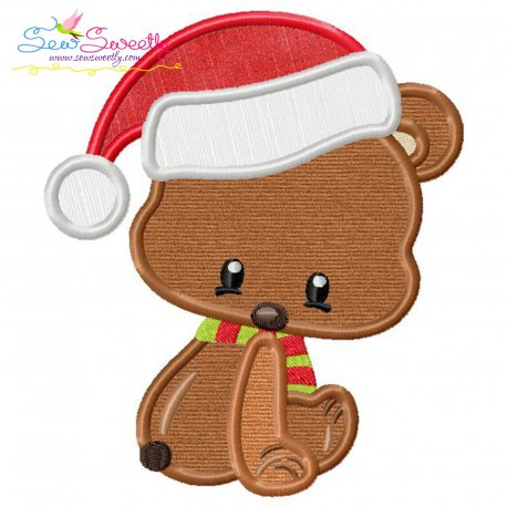 Woodland Christmas Bear Applique Design Pattern-1