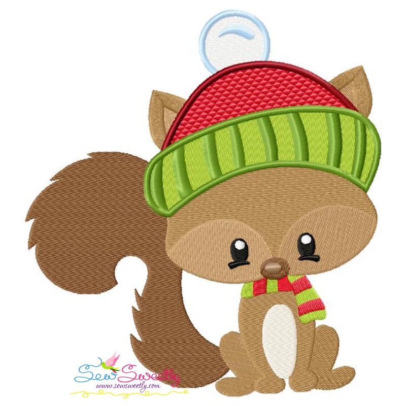 Woodland Christmas Squirrel Embroidery Design Pattern