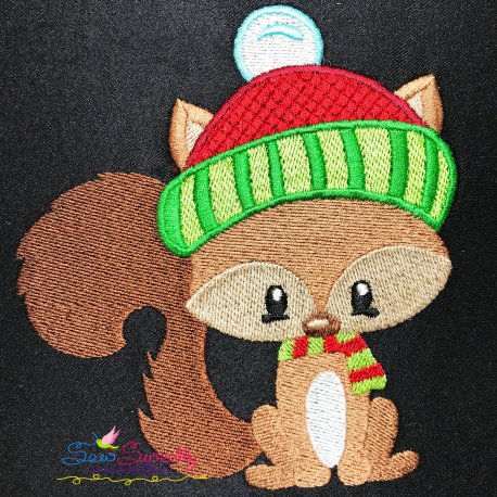 Woodland Christmas Squirrel Embroidery Design Pattern