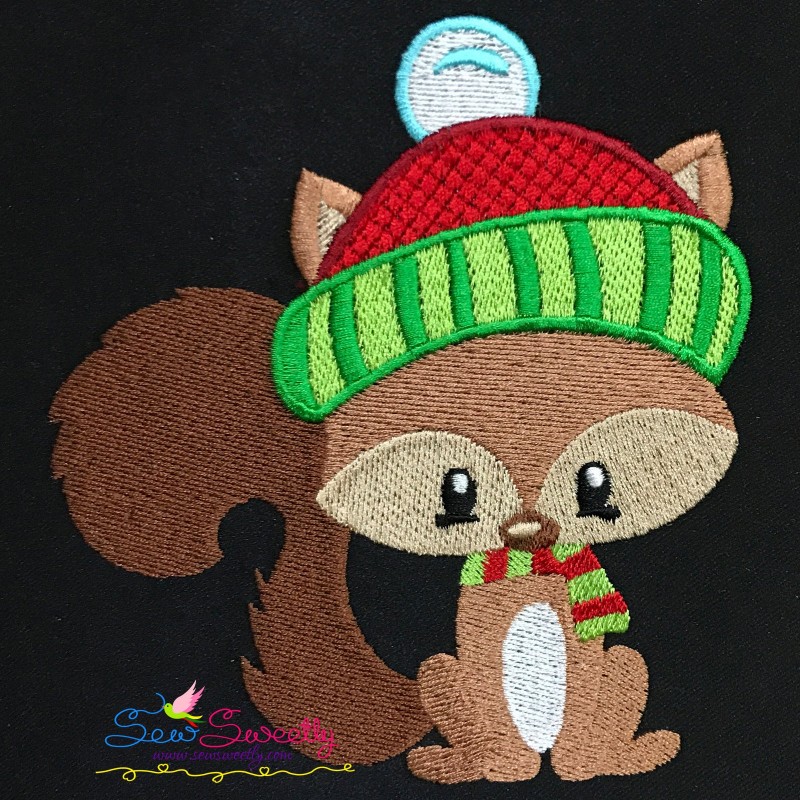 Woodland Christmas Squirrel Embroidery Design Pattern