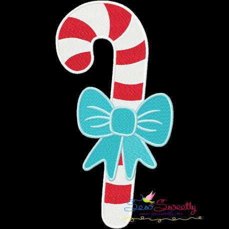 Candy Cane Bow Embroidery Design Pattern