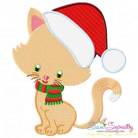 Christmas Kitty Cat Scarf Embroidery Design Pattern