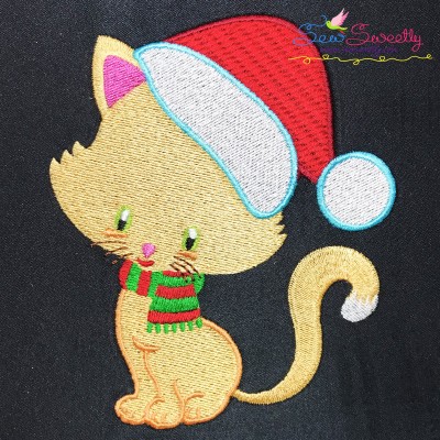 Christmas Kitty Cat Scarf Embroidery Design Pattern-1
