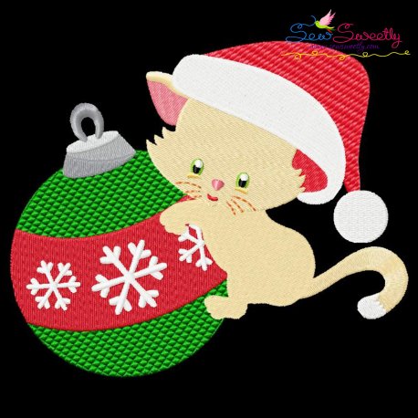 Christmas Kitty Ornament Embroidery Design Pattern