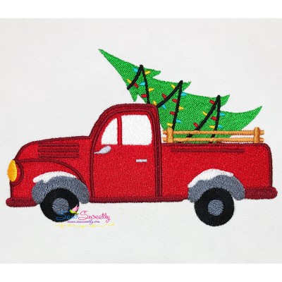Christmas Tree Truck Embroidery Design Pattern-1