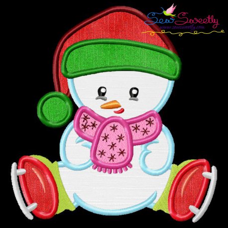 Christmas Ice Skating Little Snowman-4 Applique Design- 1