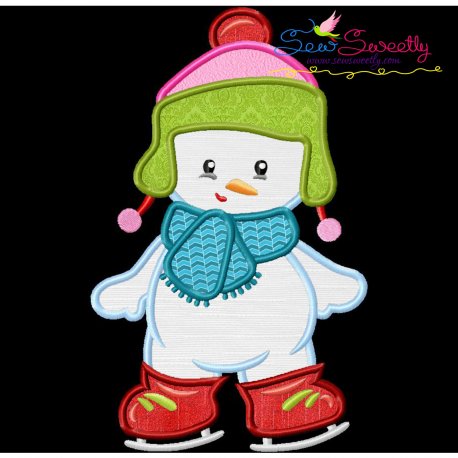 Christmas Ice Skating Little Snowman-3 Applique Design Pattern-1