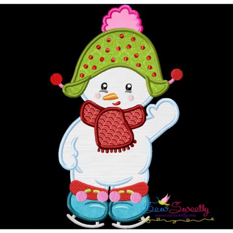 Christmas Ice Skating Little Snowman-2 Applique Design Pattern-1