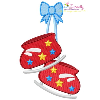 Christmas Ice Skating Shoes With Bow Embroidery Design Pattern-1