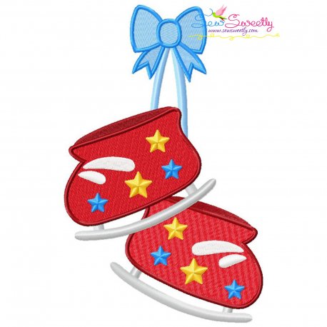 Christmas Ice Skating Shoes With Bow Embroidery Design Pattern-1