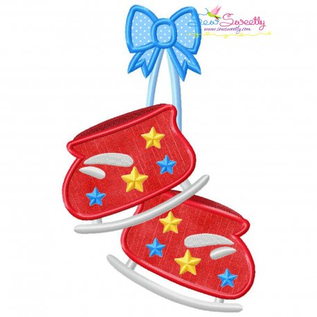 Christmas Ice Skating Shoes With Bow Applique Design Pattern-1