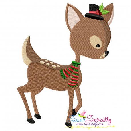 Woodland Christmas Deer Embroidery Design Pattern