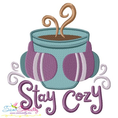 Stay Cozy Coffee Cup Embroidery Design Pattern-1