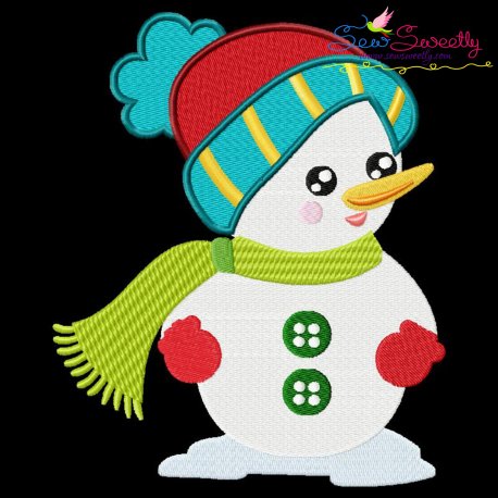 Cute Christmas Snowman-1 Embroidery Design- 1
