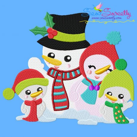 Christmas Snowman Family Embroidery Design Pattern-1