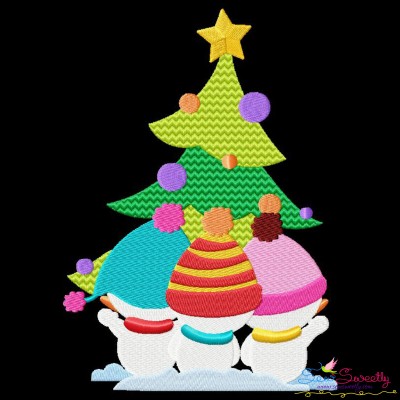 Christmas Tree And Snowman Kids Embroidery Design Pattern-1