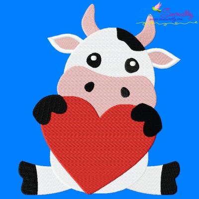 Valentine Cow Embroidery Design Pattern-1