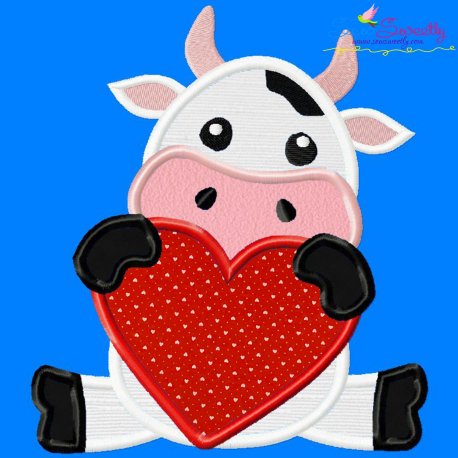 Valentine Cow Applique Design Pattern-1