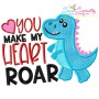 You Make My Heart Roar Dinosaur Valentine Applique Design Pattern-1