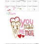 You Make Me Melt Ice Cream Cone Valentine Applique Design Pattern-3