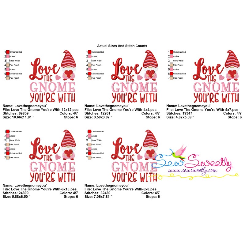 Love the gnome youre with valentine lettering embroidery design  sew Love the gnome youre with valentine lettering embroidery design  sew