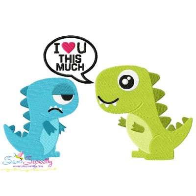 I Love You- Dinosaur Couple Valentine Embroidery Design Pattern-1