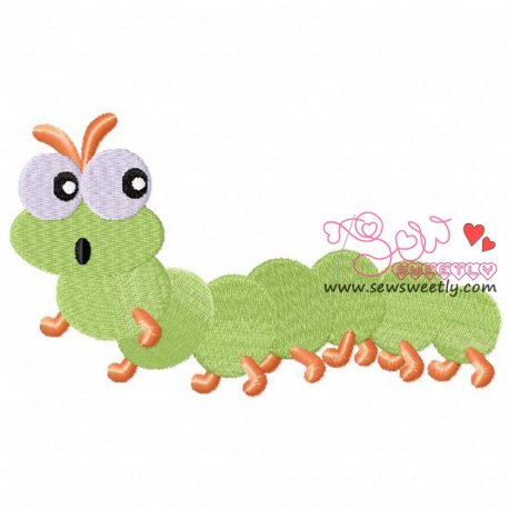 Green Caterpillar Embroidery Design- 1