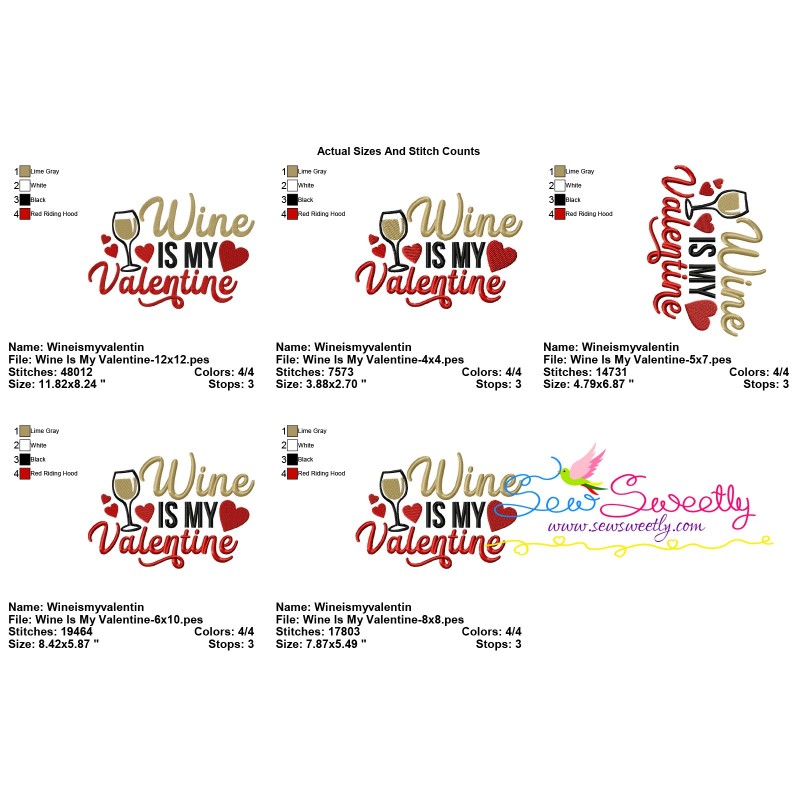 Wine is my valentine lettering embroidery design  sew sweetly Wine is my valentine lettering embroidery design  sew sweetly