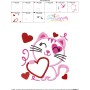 Valentine Heart Kitty Cat Applique Design Pattern-3