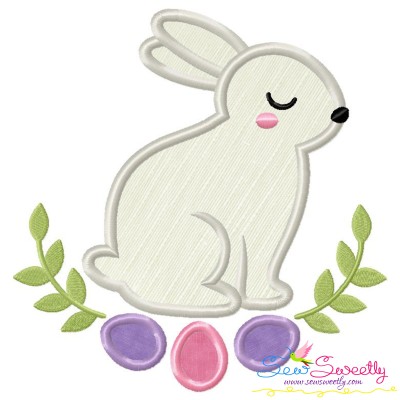 Bunny Leaves And Eggs Applique Design Pattern-1