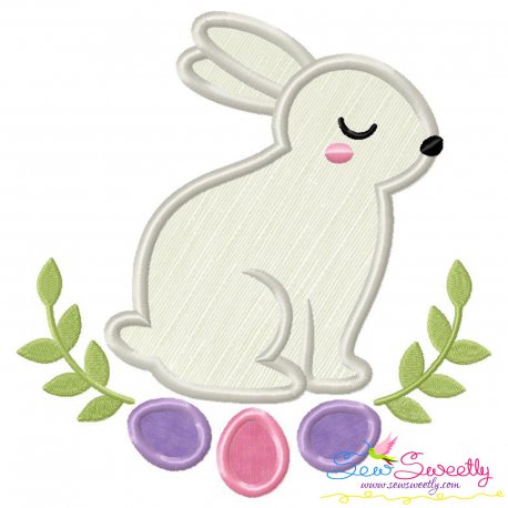 Bunny Leaves And Eggs Applique Design Pattern