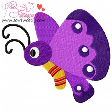 Purple Butterfly Embroidery Design- 1