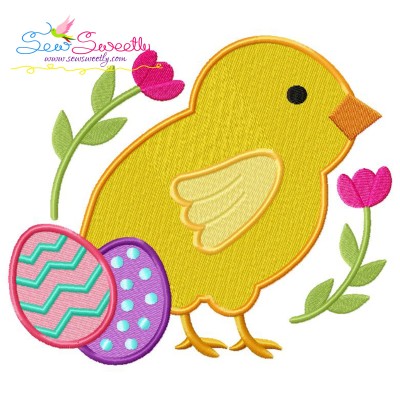 Easter Chick With Eggs Embroidery Design Pattern-1