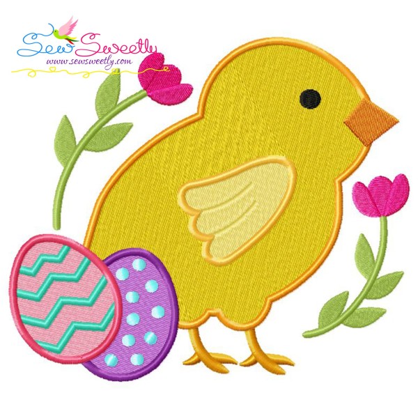 Easter Chick With Eggs Embroidery Design Pattern-1