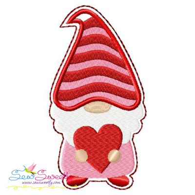 Gnome Valentine Love Ornament ITH Embroidery Design Pattern-1