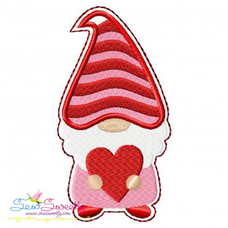 Gnome Valentine Love Ornament ITH Embroidery Design Pattern-1