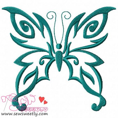 Teal Butterfly Embroidery Design Pattern-1