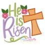 He Is Risen Cross Lettering Embroidery Design Pattern-1
