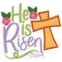 He Is Risen Cross Lettering Applique Design Pattern-1