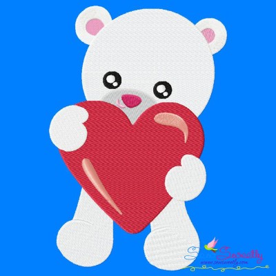 Valentine Baby Bear Heart Embroidery Design Pattern-1