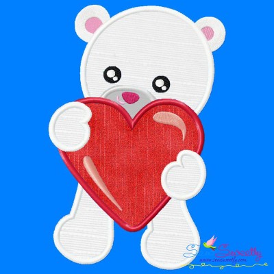Valentine Baby Bear Heart Applique Design Pattern-1