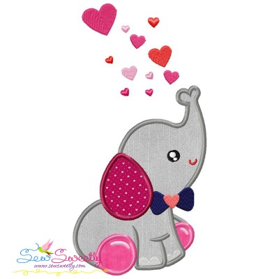 Valentine Elephant Baby Boy Applique Design Pattern-1