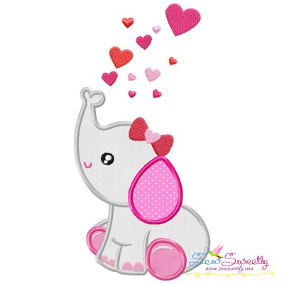 Valentine Elephant Baby Girl Applique Design Pattern-1
