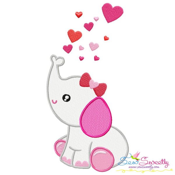 Valentine Elephant Baby Girl Embroidery Design Pattern-1