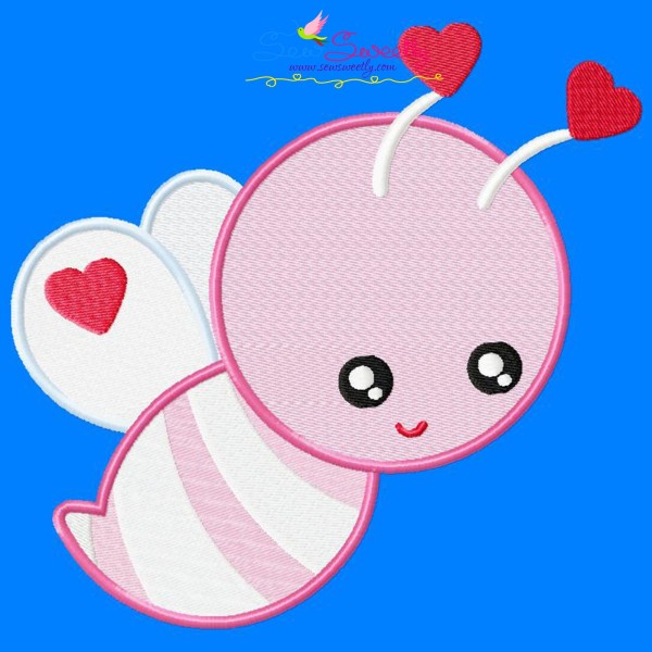 Valentine Bee Embroidery Design Pattern-1