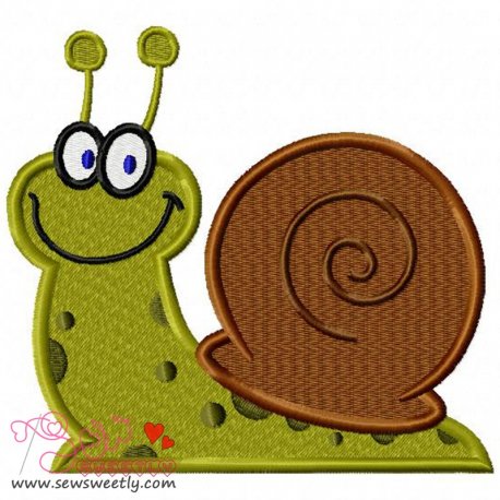 Smiling Snail Embroidery Design Pattern-1