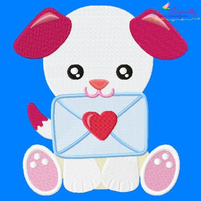 Valentine Puppy Embroidery Design Pattern-1