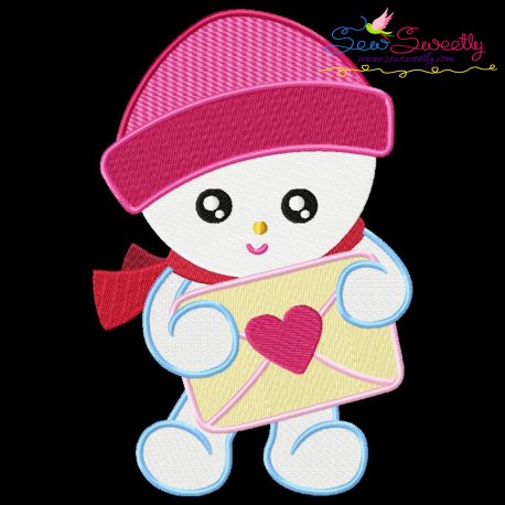 Valentine Baby Snowman-1 Embroidery Design Pattern