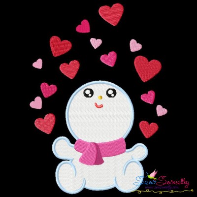Valentine Baby Snowman Hearts Embroidery Design Pattern-1